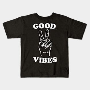 Good vibes white peace sign Kids T-Shirt